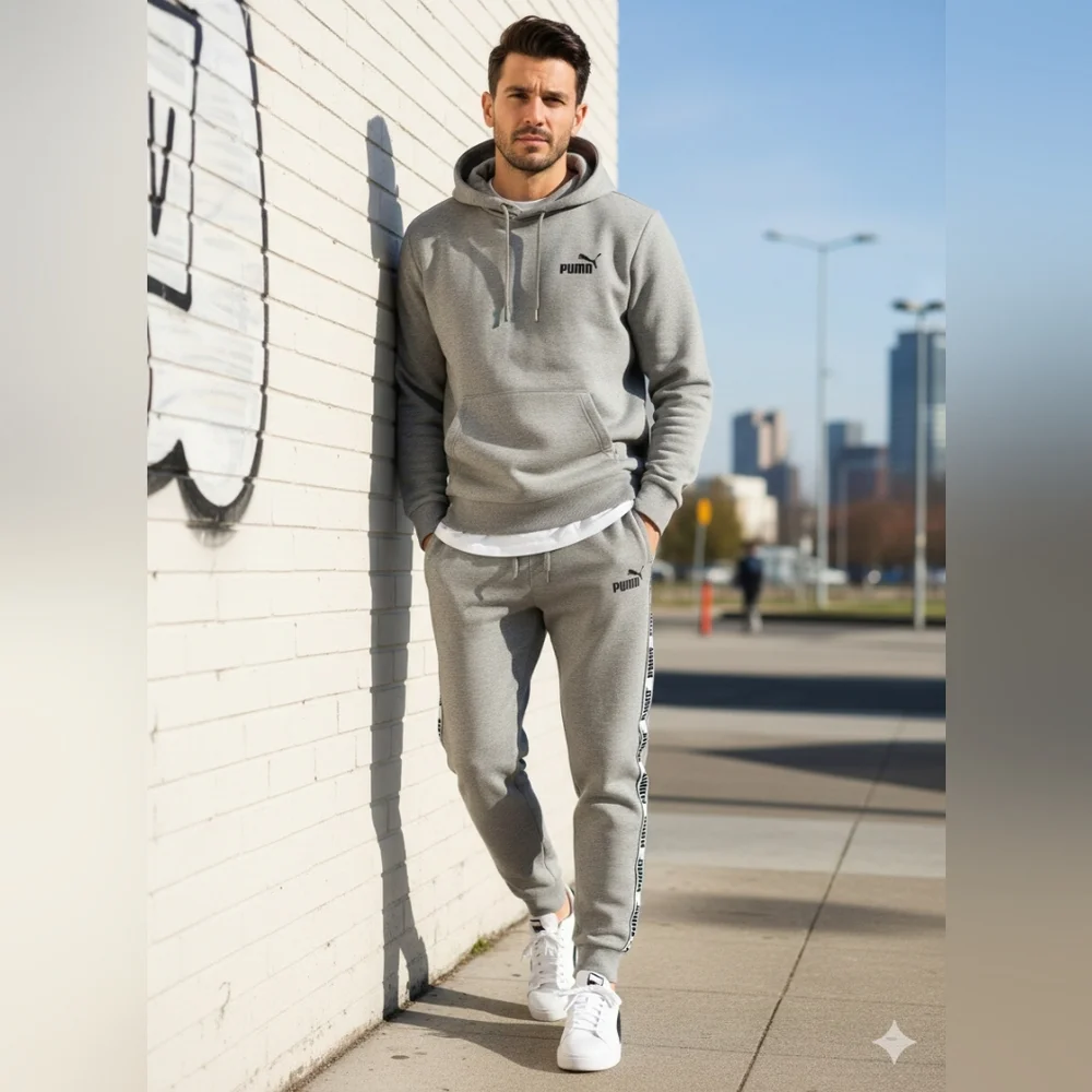 ​PUMA Gray Logo Tape Joggers
